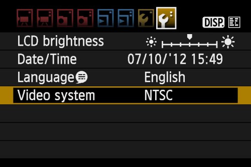 dslr video settings ntsc